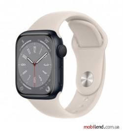 Apple Watch Series 8 GPS 45mm Midnight Aluminum Case w. Starlight Sport Band M/L (MNP83 MPLW3)