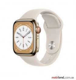 Apple Watch Series 8 GPS   Cellular 41mm Gold S. Steel Case  w. Starlight S. Band (MNJC3)