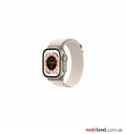 Apple Watch Ultra GPS   Cellular 49mm Titanium Case with Starlight Alpine Loop - Medium (MQF03/MQFR3)