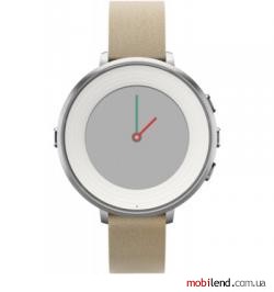 Pebble Time Round 14mm band (Silver with Stone Leather)