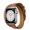Apple Watch Hermes Series 7 LTE 41mm Silver S. Steel Case w. Gold S. Leather Attelage D.Tour (MKLK3 MKG13)