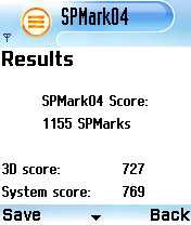 ���������� ������������ �������� ������ ��������� Samsung D730 � ������� ��������� SPMark04