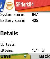 ���������� ������������ �������� ������ ��������� Samsung D730 � ������� ��������� SPMark04