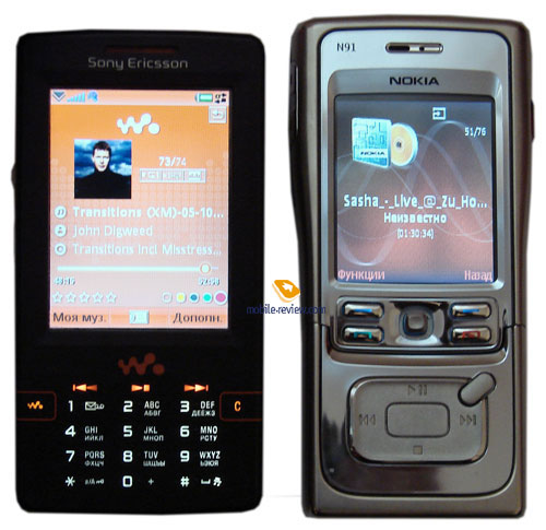 ��������� ����������� ���������� Nokia N91 � Sony Ericsson W950i