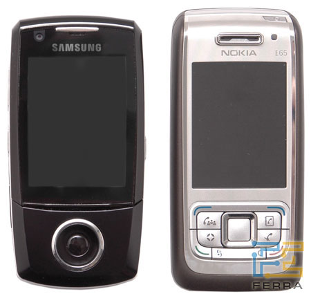 ��������� ��������� Nokia E65 (�����) � Samsung i520 (������)