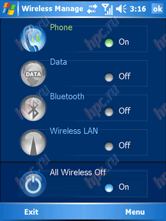 O2 XDA Flame: Wireless Manager