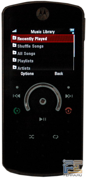 ����������� ���������� �������� ������: Motorola ROKR E8 6