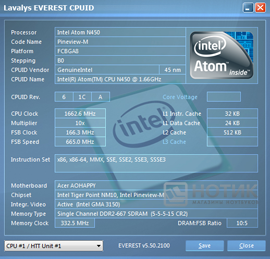 ������ Acer Aspire One HAPPY-2DQuu : ���� Everest CPU
