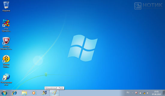 ������ Acer Aspire One 533-138kk : ������� ���� Windows