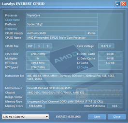 ������� HP ProBook 4525s : Everest - CPU core 2 test