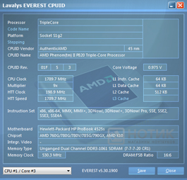  HP ProBook 4525s : Everest - CPU core 3 test