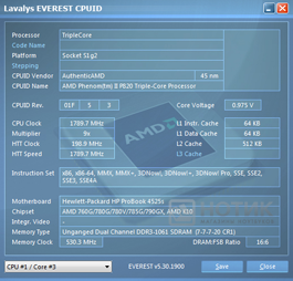 ������� HP ProBook 4525s : Everest - CPU core 3 test