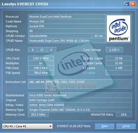 ���� CPU �������� Asus K50IJ 