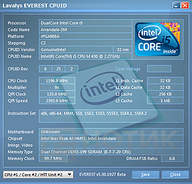 MSI GX740 EVEREST CPUID