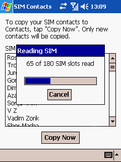 ����� HP iPAQ h6340 - SIM Contacts - ��������� ��� ������ � SIM-������
